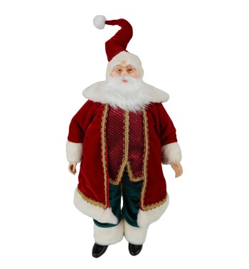 Babbo Natale con Abito Rosso, Verde e Oro H.70 cm