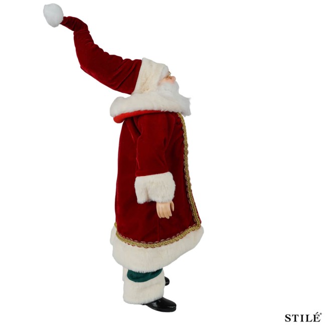 Babbo Natale con Abito Rosso, Verde e Oro H.70 cm