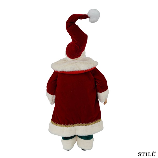 Babbo Natale con Abito Rosso, Verde e Oro H.70 cm