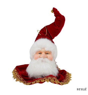 Testa di Babbo Natale da Appendere 35 cm 4 Colori