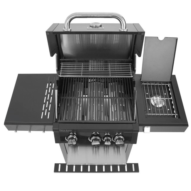 Barbecue a Gas 3 Fuochi con Fornello Laterale - Praga Black