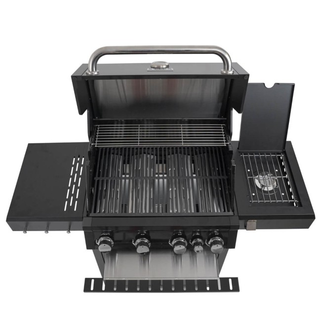 Barbecue a Gas 4 Fuochi con Fornello Laterale - Madrid Black