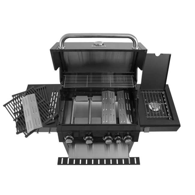 Barbecue a Gas 4 Fuochi con Fornello Laterale - Madrid Black