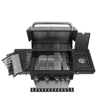 Barbecue a Gas 4 Fuochi con Fornello Laterale - Madrid Black