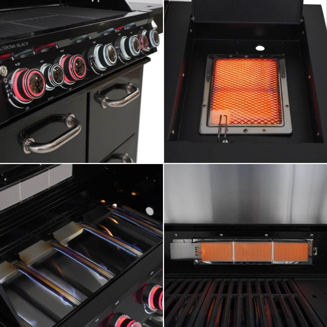 Barbecue a Gas 5 Fuochi con Fornello Laterale - Lisbona Black