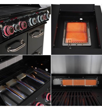 Barbecue a Gas 5 Fuochi con Fornello Laterale - Lisbona Black