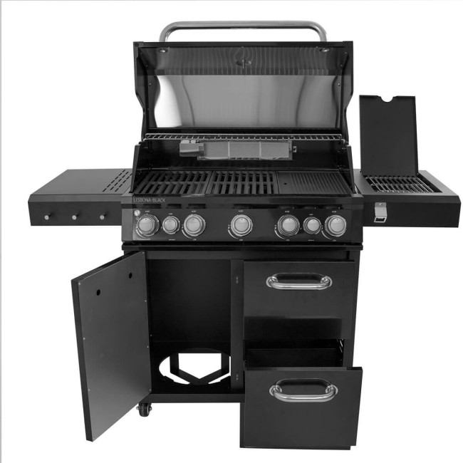 Barbecue a Gas 5 Fuochi con Fornello Laterale - Lisbona Black