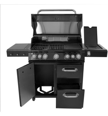 Barbecue a Gas 5 Fuochi con Fornello Laterale - Lisbona Black