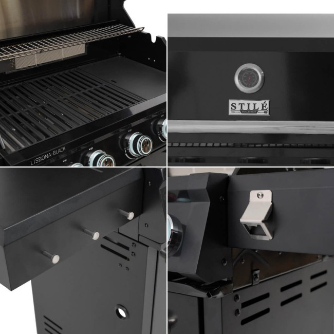 Barbecue a Gas 5 Fuochi con Fornello Laterale - Lisbona Black