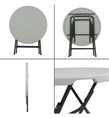 Tavolo Rotondo da Catering con Gambe Pieghevoli D.80xH.74 cm