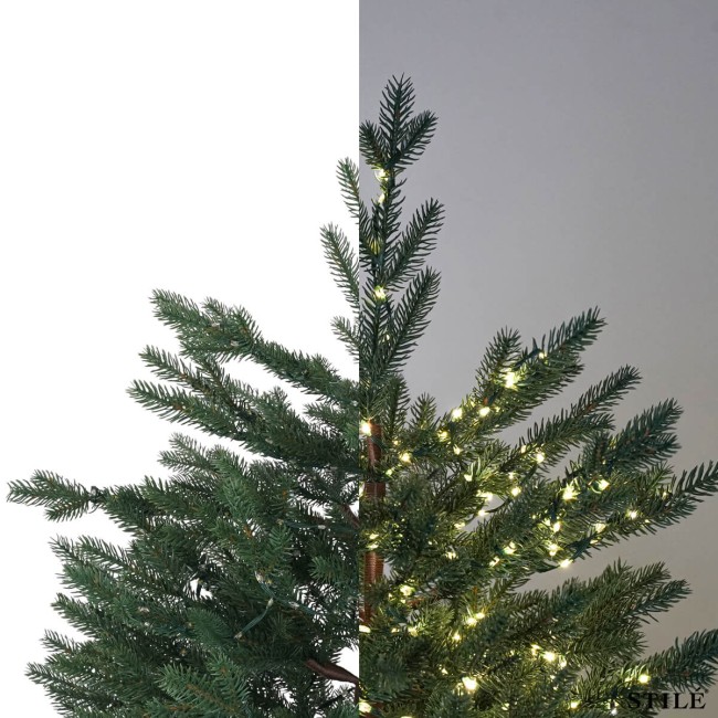 Albero di Natale Verde in PE con Led Integrati e Tronco Effetto Legno - Tonale Lux