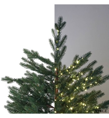Albero di Natale Verde in PE con Led Integrati e Tronco Effetto Legno - Tonale Lux