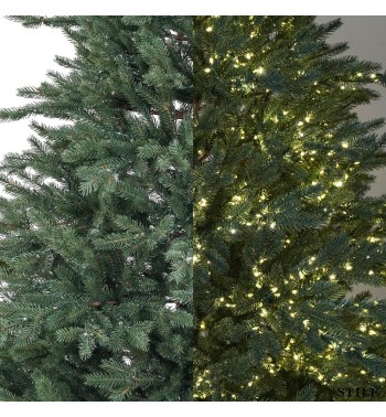 Albero di Natale Verde in PE con Led Integrati e Tronco Effetto Legno - Tonale Lux