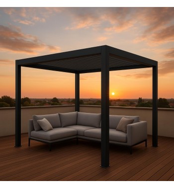 Pergola Bioclimatica Autoportante Motorizzata, 3x4 m in Alluminio con Led - Casablanca