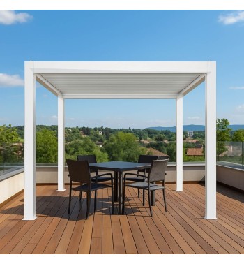 Pergola Bioclimatica Autoportante Motorizzata, 3x4 m in Alluminio con Led - Casablanca