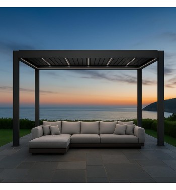 Pergola Bioclimatica Autoportante Motorizzata 4x6 m in Alluminio con LED