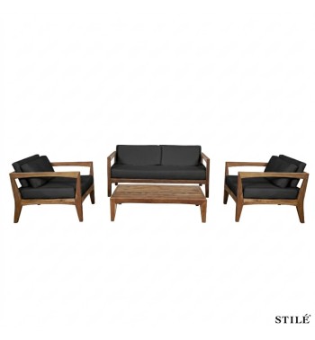 Set Divano da Giardino in Teak Naturale 2 Colori - Zante