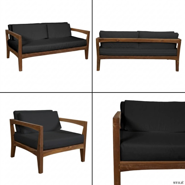 Set Divano da Giardino in Teak Naturale 2 Colori - Zante