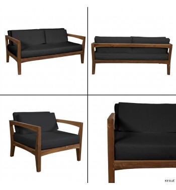 Set Divano da Giardino in Teak Naturale 2 Colori - Zante