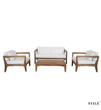 Set Divano da Giardino in Teak Naturale 2 Colori - Zante