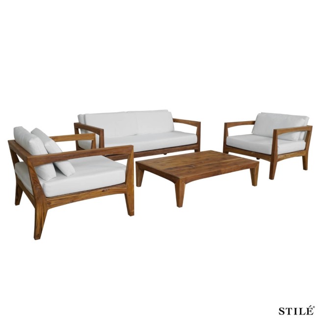 Set Divano da Giardino in Teak Naturale 2 Colori - Zante