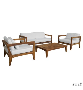 Set Divano da Giardino in Teak Naturale 2 Colori - Zante