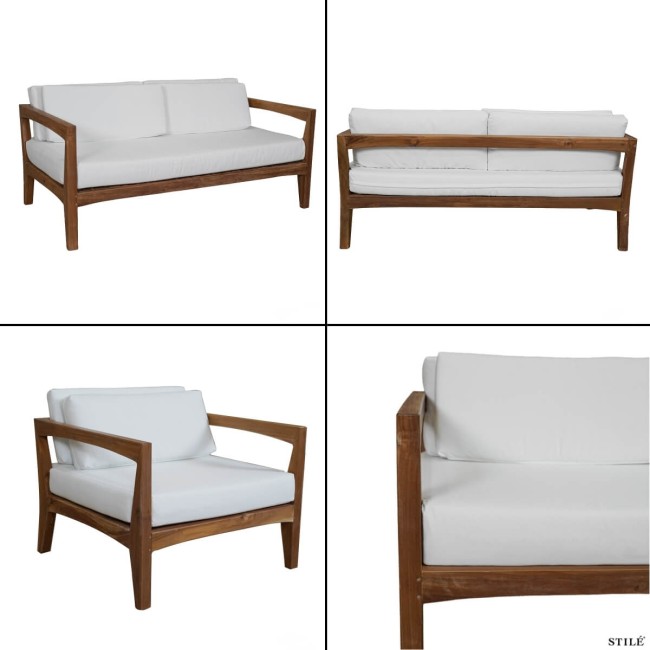 Set Divano da Giardino in Teak Naturale 2 Colori - Zante