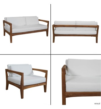 Set Divano da Giardino in Teak Naturale 2 Colori - Zante