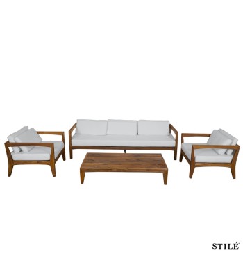 Set Divano da Giardino in Teak 2 Colori - Creta