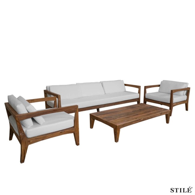Set Divano da Giardino in Teak 2 Colori - Creta