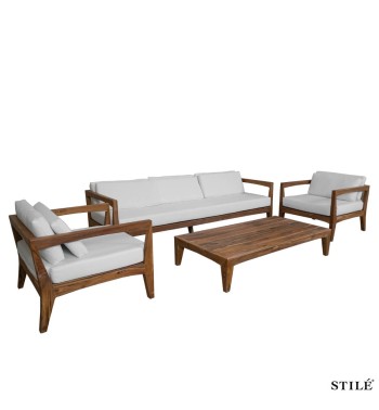 Set Divano da Giardino in Teak 2 Colori - Creta