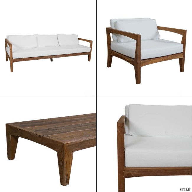 Set Divano da Giardino in Teak 2 Colori - Creta