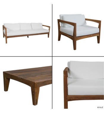 Set Divano da Giardino in Teak 2 Colori - Creta