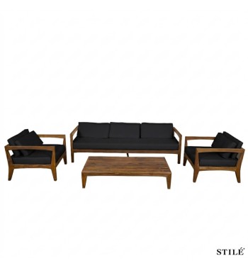 Set Divano da Giardino in Teak 2 Colori - Creta