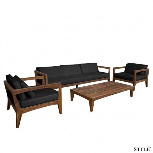 Set Divano da Giardino in Teak 2 Colori - Creta