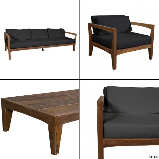 Set Divano da Giardino in Teak 2 Colori - Creta