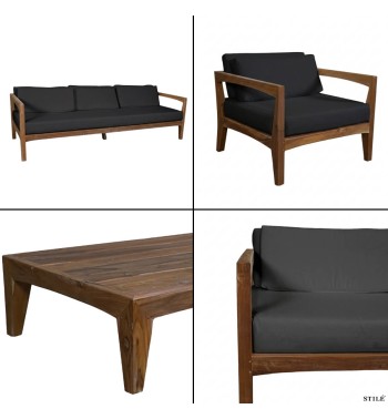 Set Divano da Giardino in Teak 2 Colori - Creta