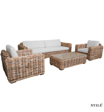 Set Divano da Giardino in Rattan e Mogano - Marrakech