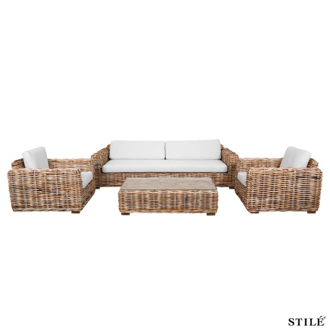 Set Divano da Giardino in Rattan e Mogano - Marrakech