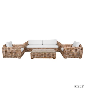 Set Divano da Giardino in Rattan e Mogano - Marrakech