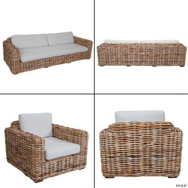 Set Divano da Giardino in Rattan e Mogano - Marrakech