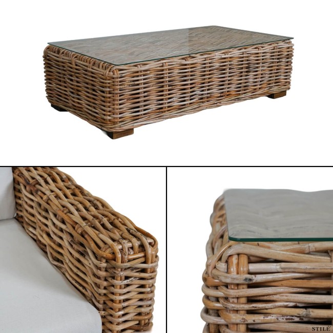 Set Divano da Giardino in Rattan e Mogano - Marrakech