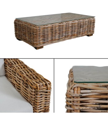 Set Divano da Giardino in Rattan e Mogano - Marrakech