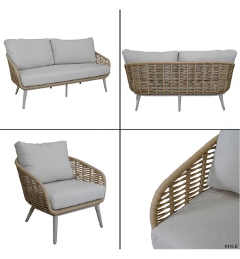 Set Divano da Giardino in Alluminio e Corda - Valencia