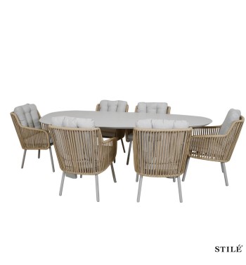 Set Tavolo da Giardino in Alluminio e Pietra Sinterizzata - Siviglia