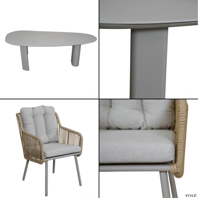 Set Tavolo da Giardino in Alluminio e Pietra Sinterizzata - Siviglia