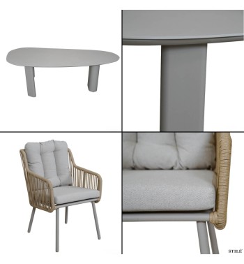 Set Tavolo da Giardino in Alluminio e Pietra Sinterizzata - Siviglia