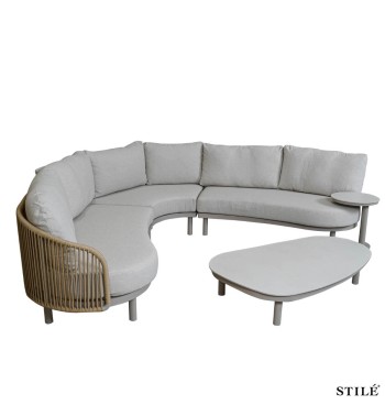 Set Divano da Giardino Angolare in Alluminio e Rattan - Marbella