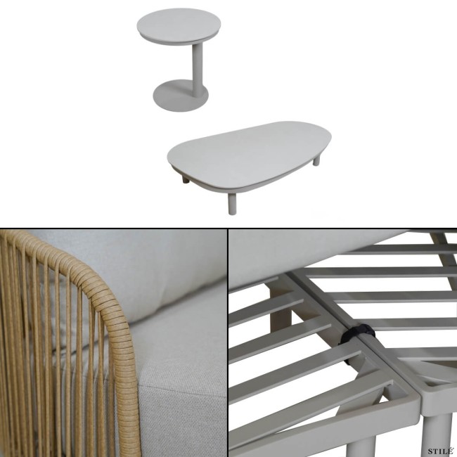 Set Divano da Giardino Angolare in Alluminio e Rattan - Marbella