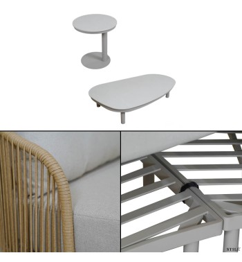 Set Divano da Giardino Angolare in Alluminio e Rattan - Marbella